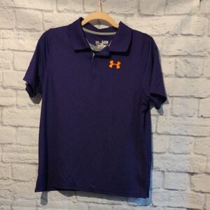 Under Armour Purple Polo Shirt with Orange Logo Size YXL